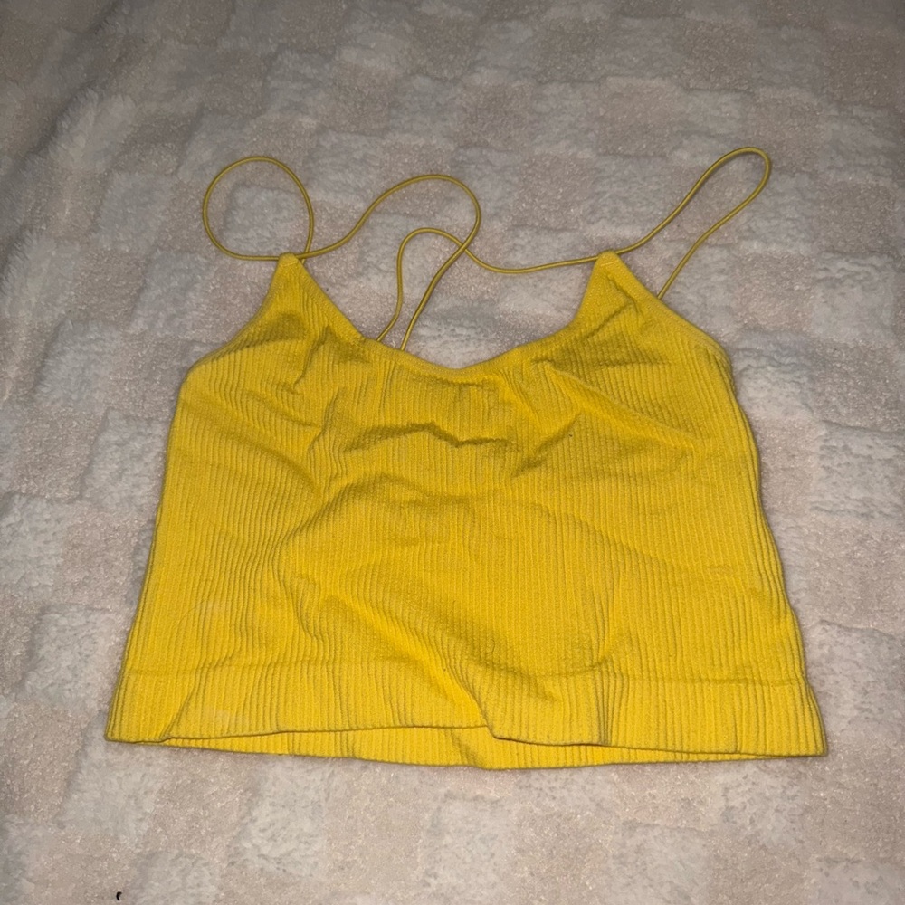 Yellow Ribbed Crop Top